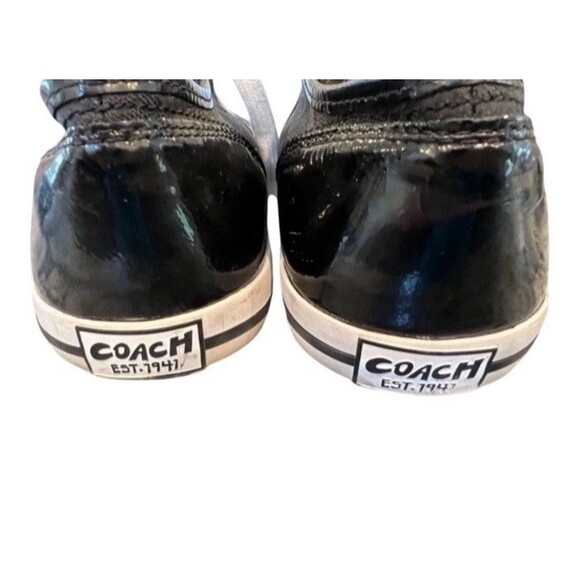 COACH Folly Sneakers Black Canvas & Patent Heel 6 B - Picture 11 of 11